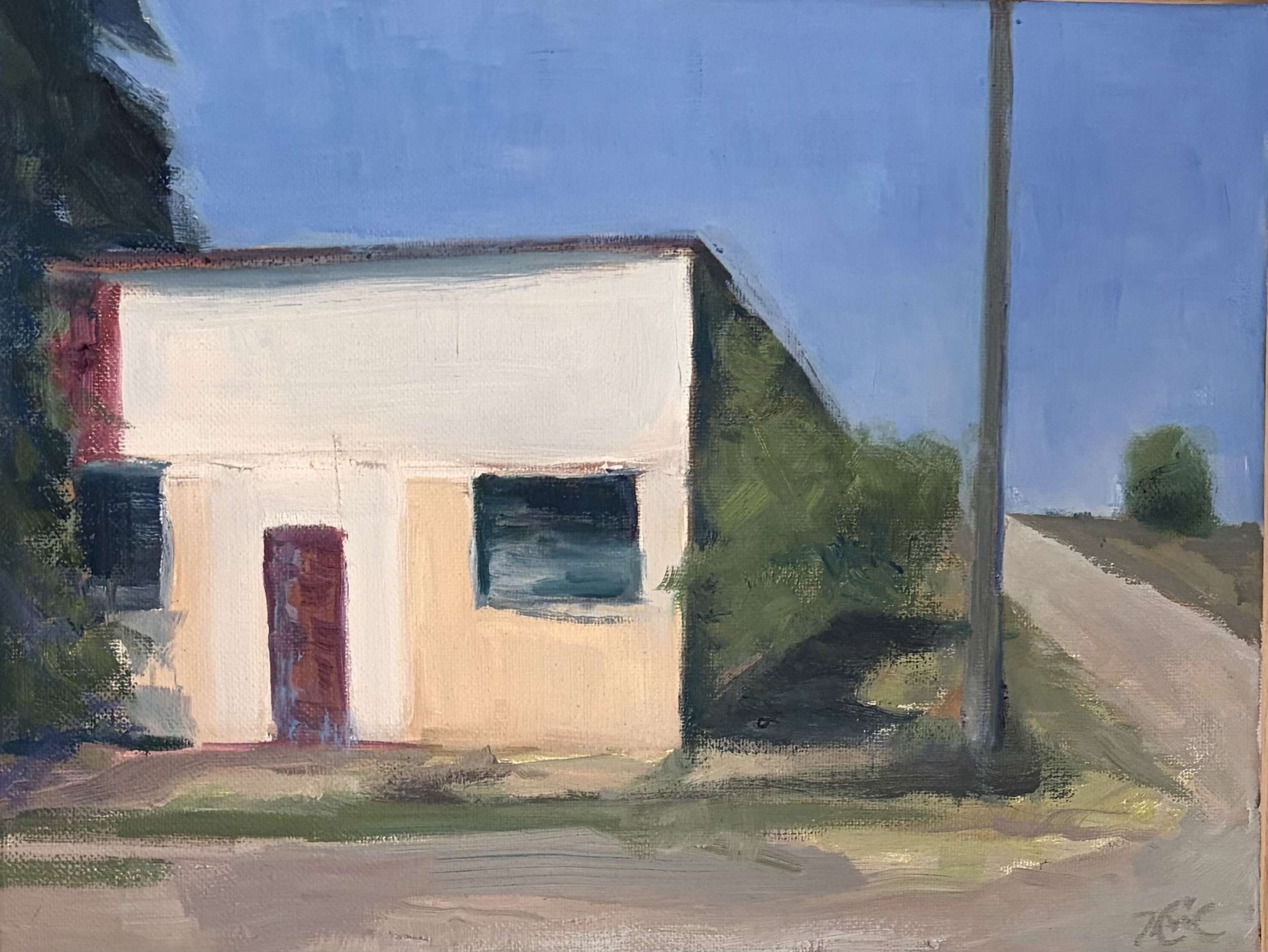 Main Street, 10x10, oil on canvas, framed, $350