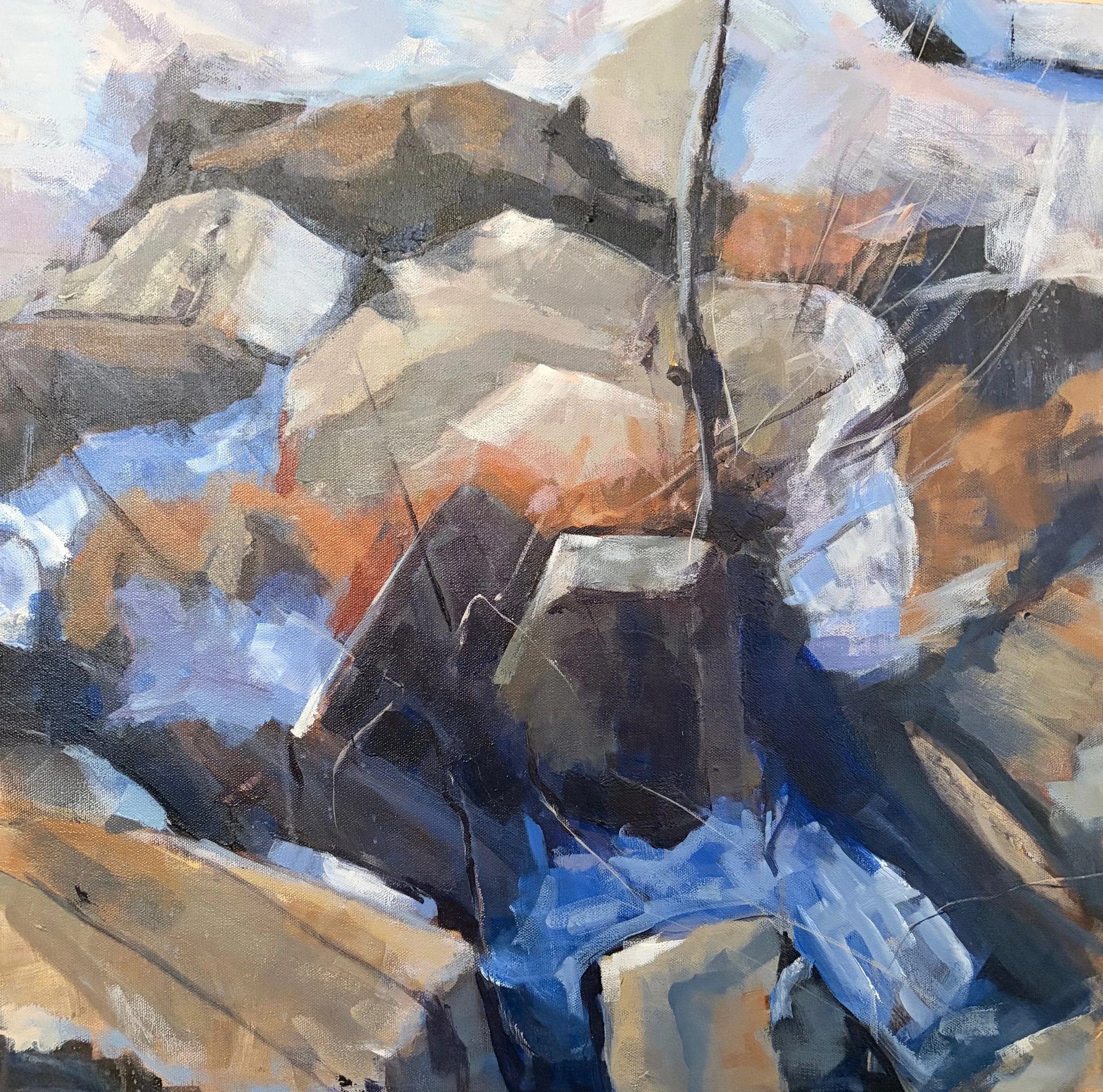 Winter Stream, 24x24, acrylic on board, $700