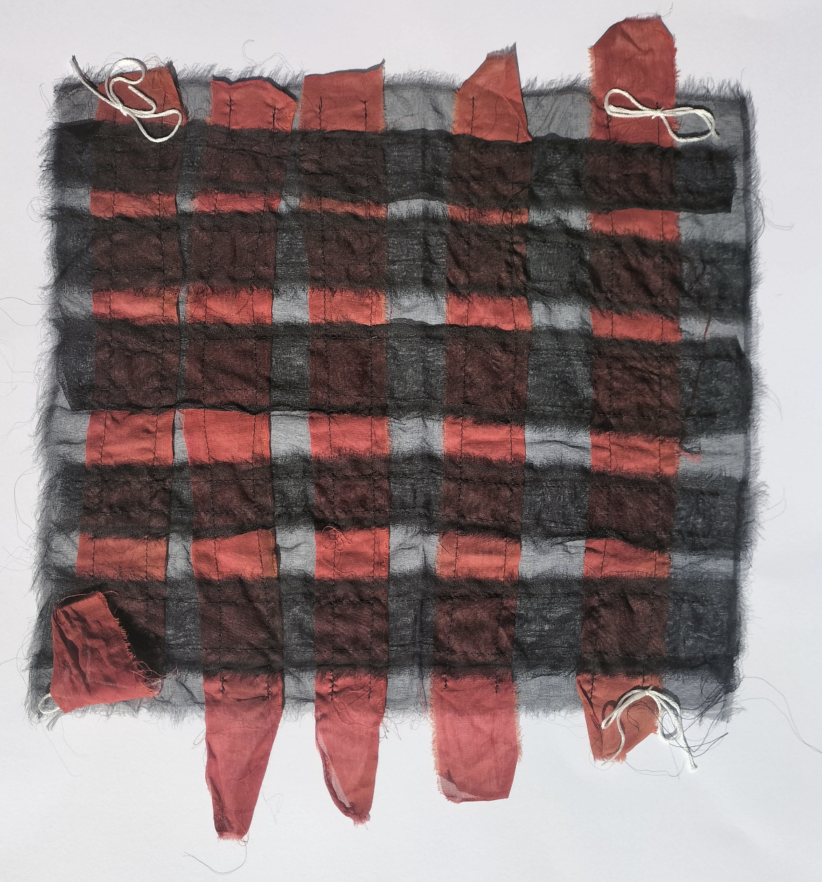 Procion dyed cotton layered and woven with silk organza