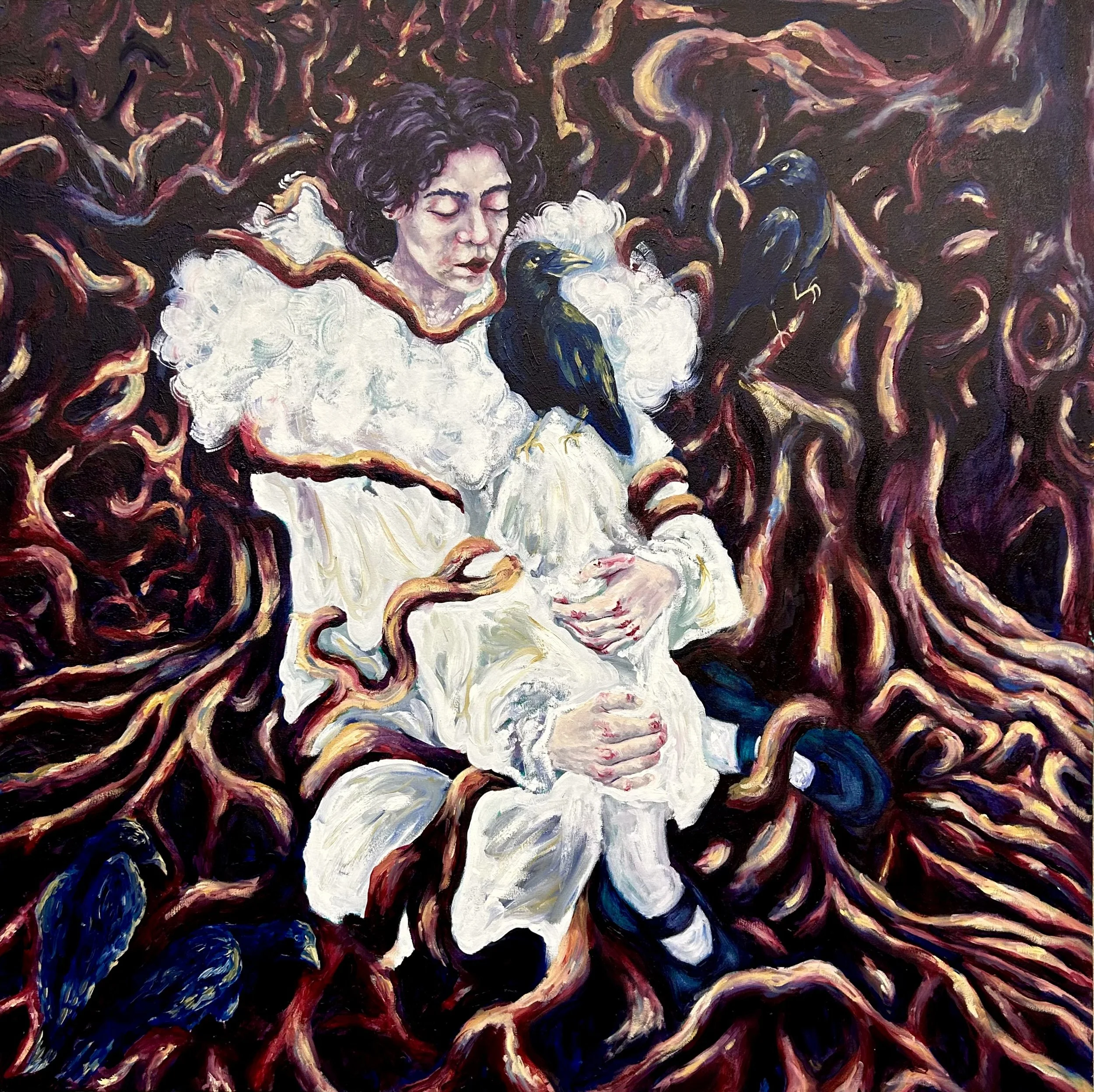 Self-Portrait I. 2026. Oil paint on canvas. 48 x 48 in.