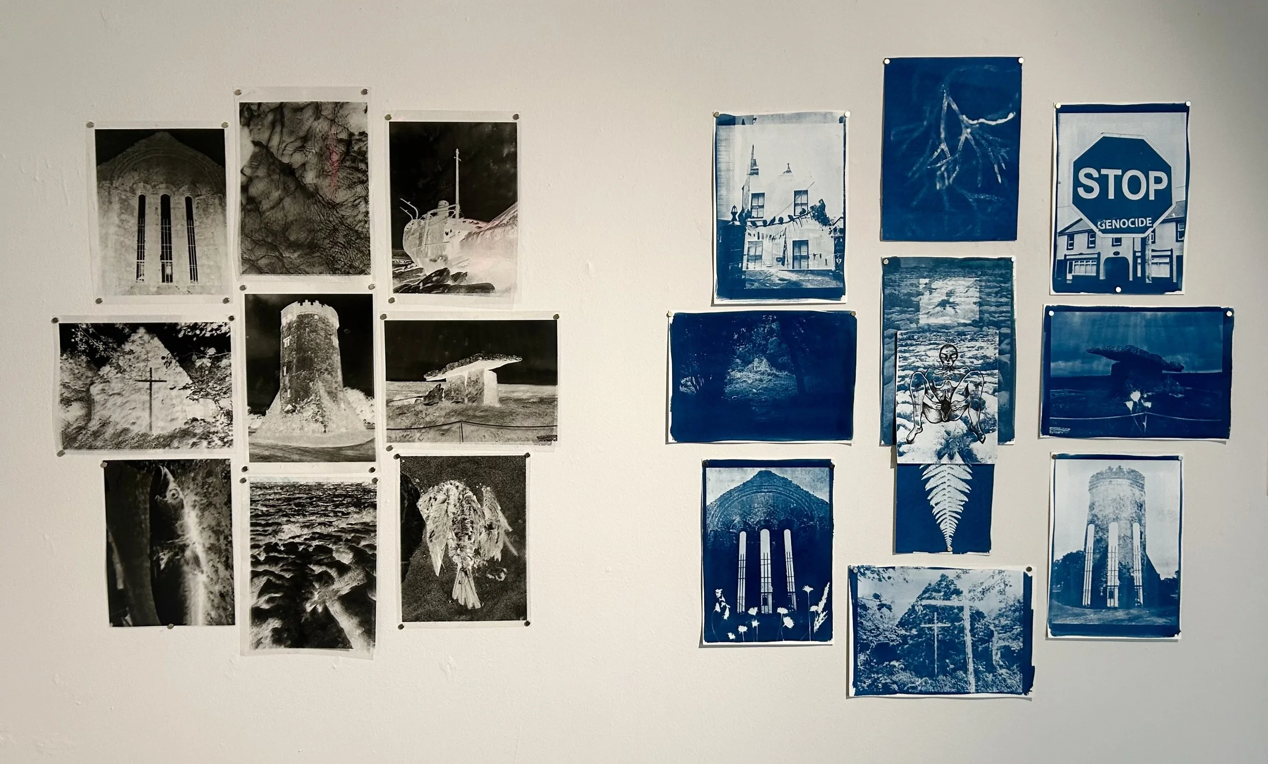 The Burren. 2025. Cyanotype on paper and inkjet prints on acetate. 30 x 60 in.