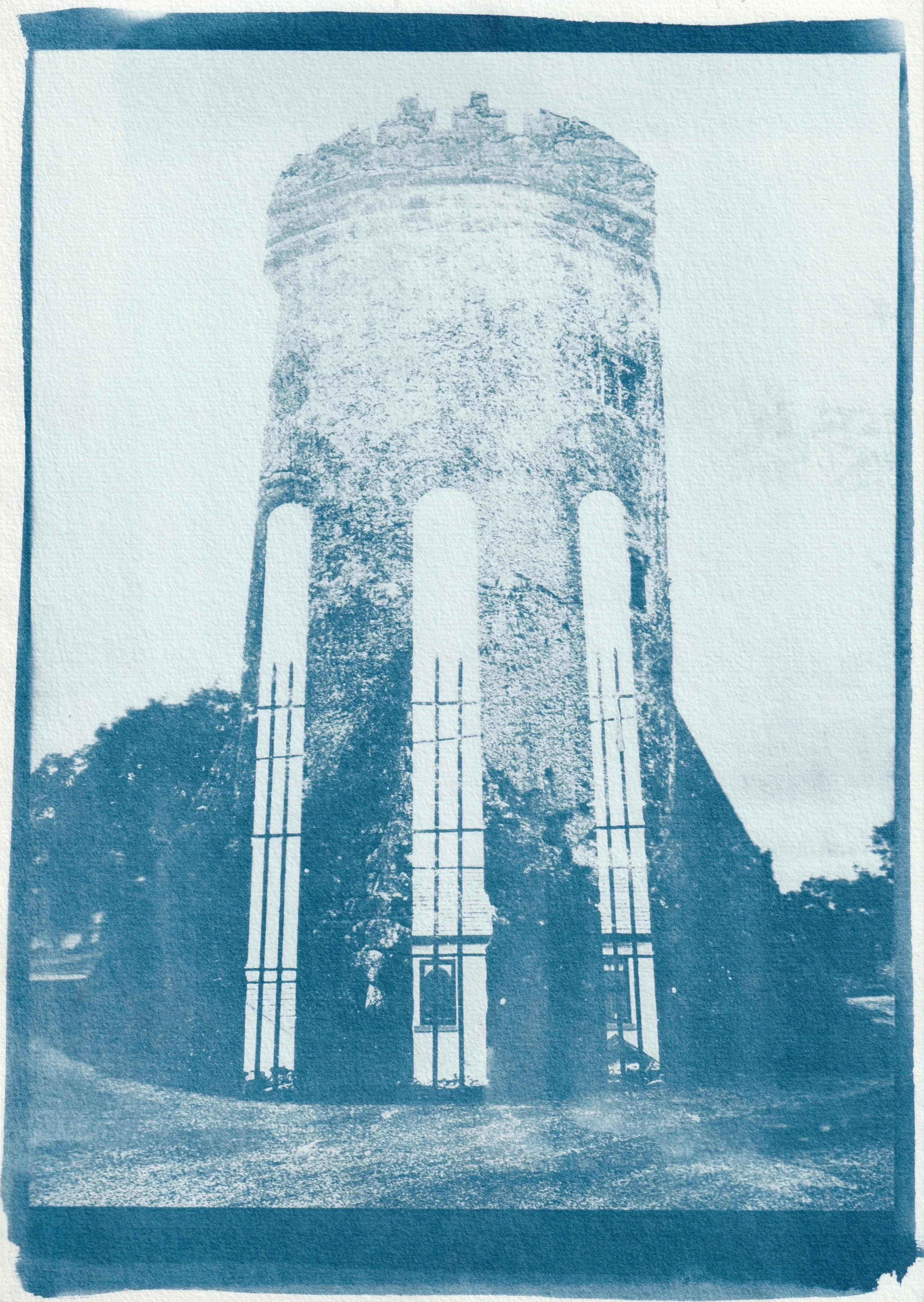 Newtown Castle. 2025. Cyanotype on paper. 10 x 8 in.