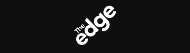 Black background with white text reading, 'The Edge' in a diagonal layout.