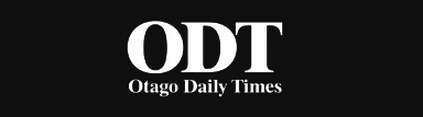 Logo of Otago Daily Times with white text on black background