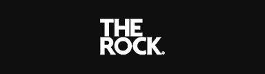 Black background with white text reading 'THE ROCK.'