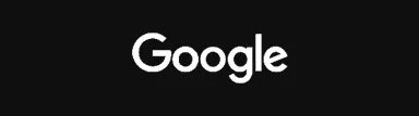 Google logo with white text on a black background