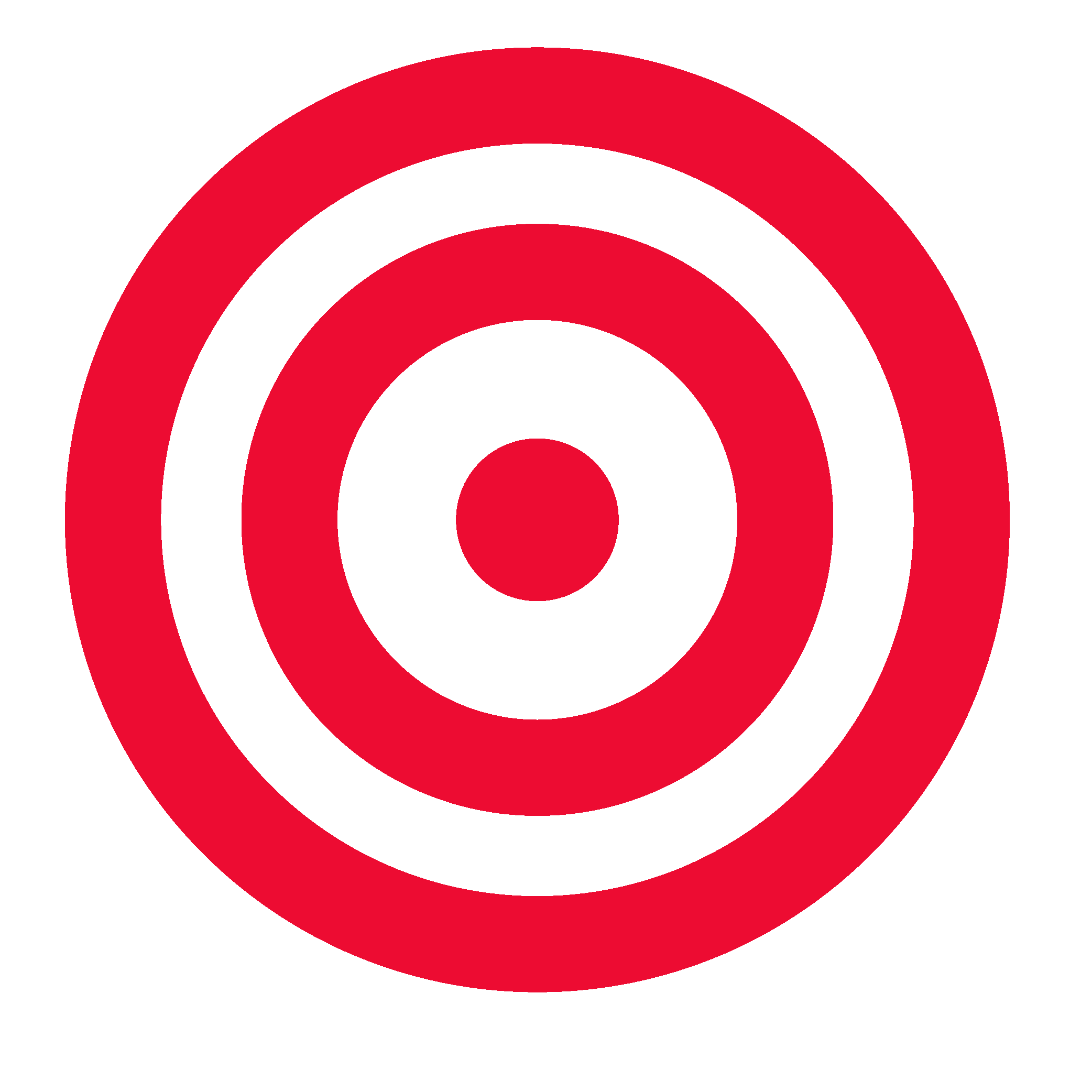 A bullseye target pattern with concentric circles in red and black.