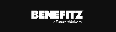 BENEFITZ logo with the tagline 'Future thinkers.' on a black background.