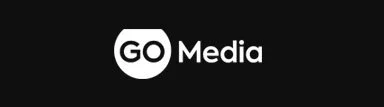 GO Media logo with a black background and white text
