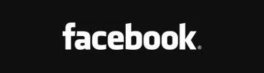 Facebook logo with white text on a black background
