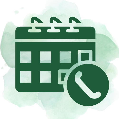 green calendar and phone graphic
