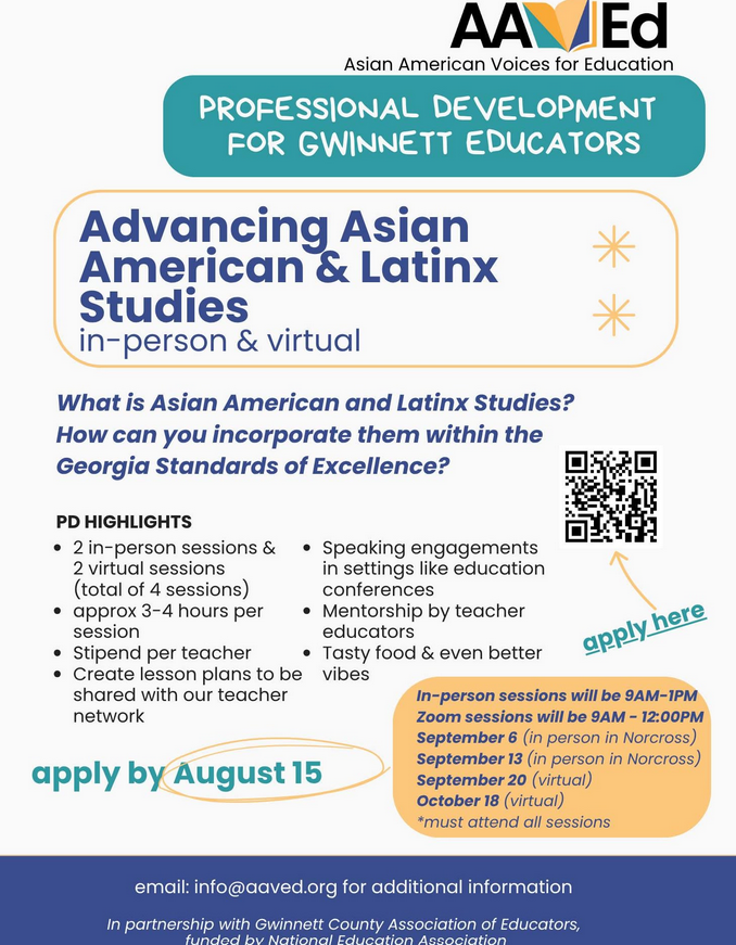 Partnership with Asian American Voices for Education to create teacher-authored ethnic studies curriculum adherent to the Georgia Standards of Excellence