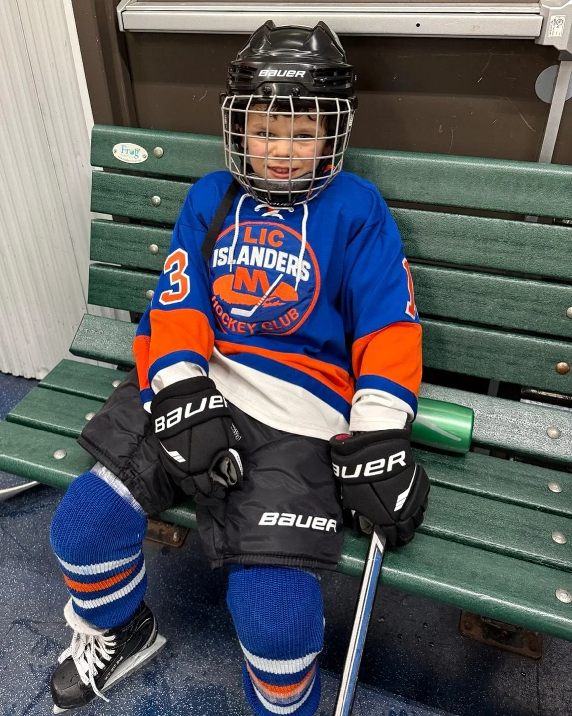 Sebastian&rsquo;s ready to crush his LIC Islanders practice #lic_ice #hockey4kids #youthhockey #hockey #nychockey