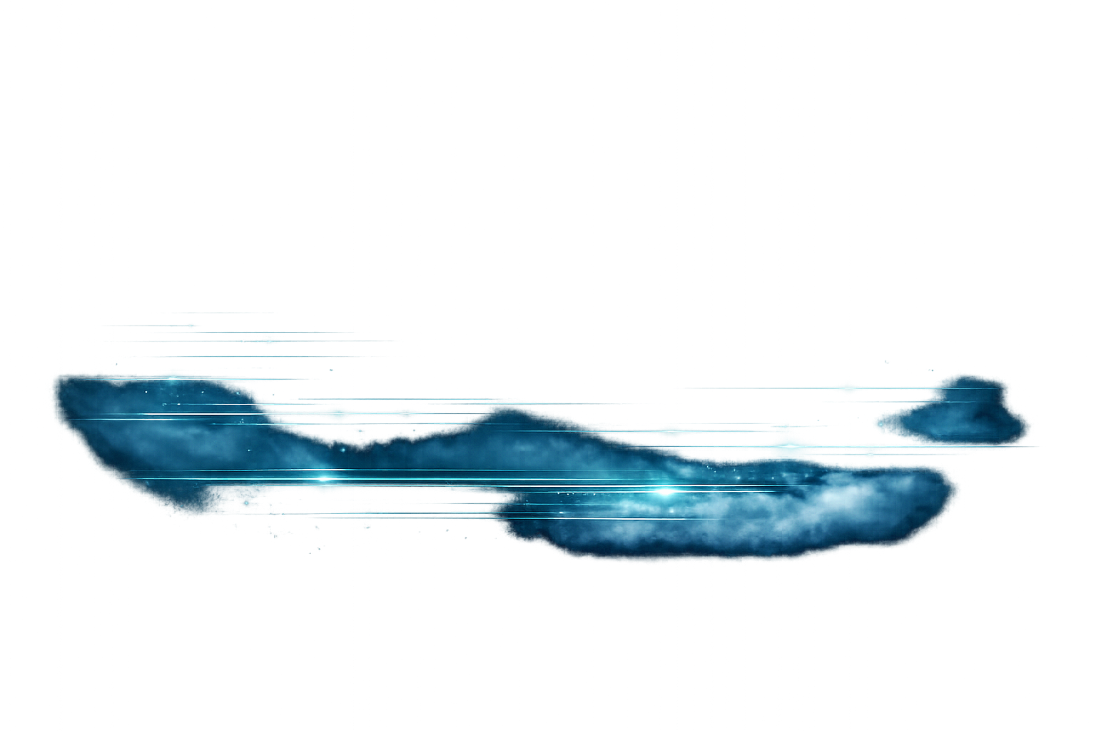 Futuristic digital image of a spaceship or aircraft flying through a dark space with glowing blue and cyan light effects and trails.