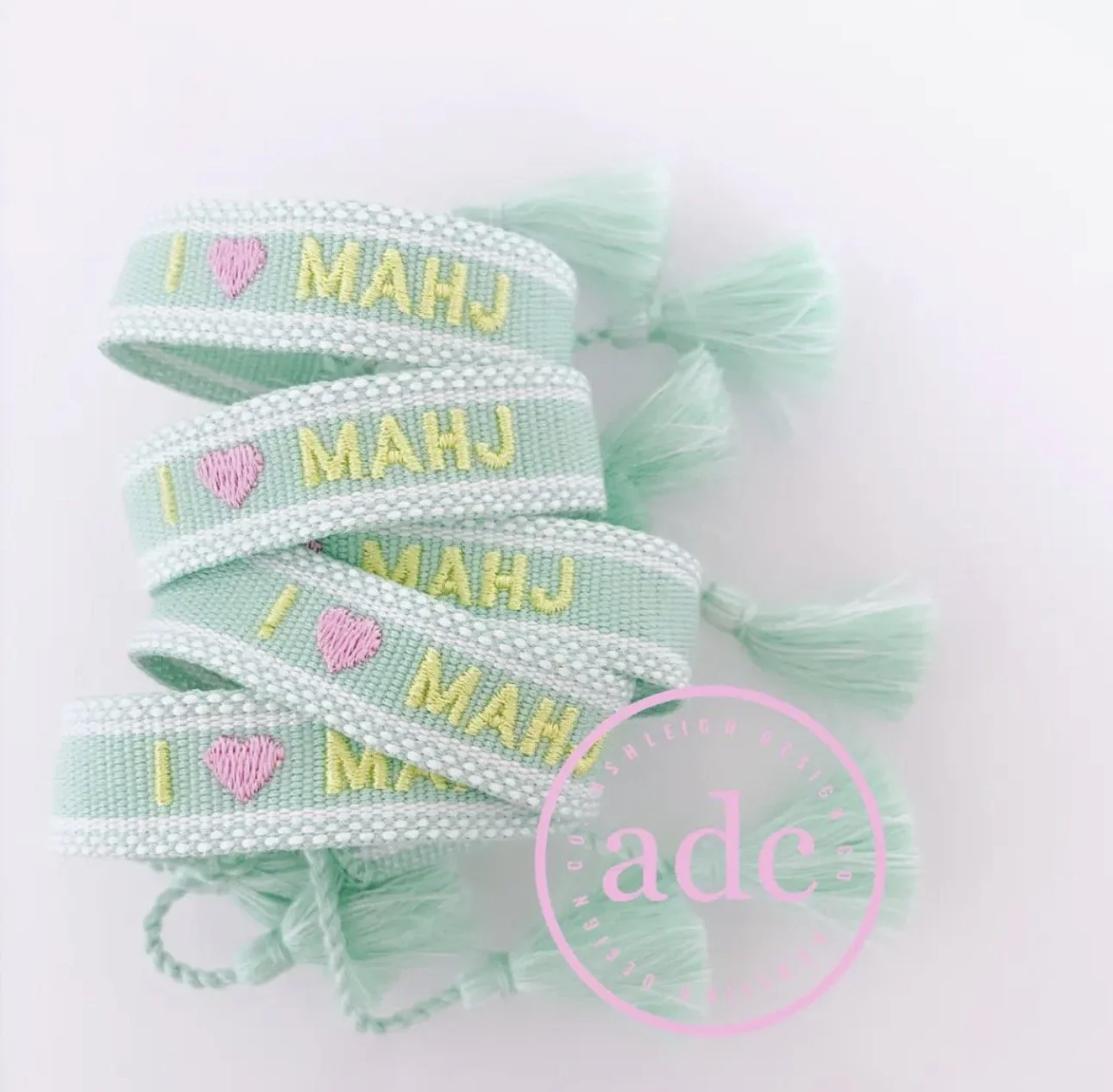 I Love Mahj Woven Canvas Bracelet