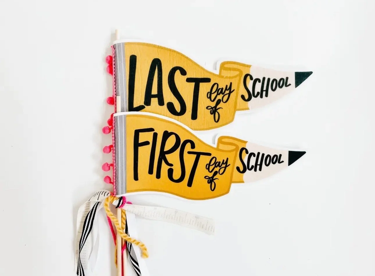First/Last Day School Pennant Flags (Pencil Theme)