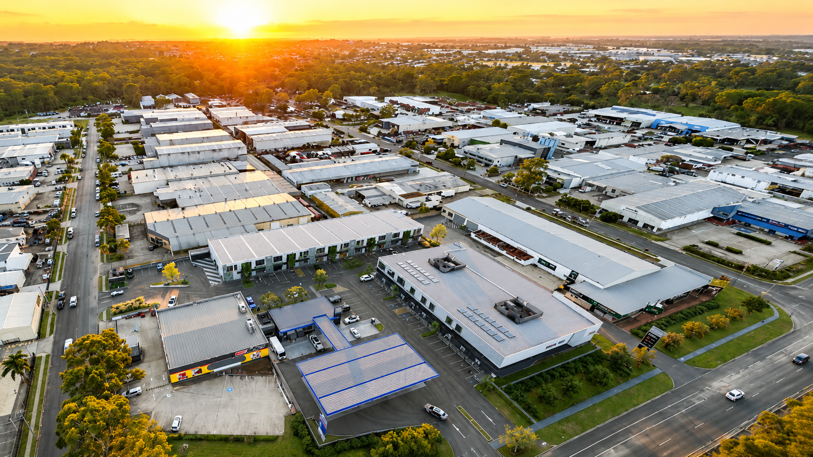Aerial view of The Sheds Virginia development on Sandgate Road Brisbane northside