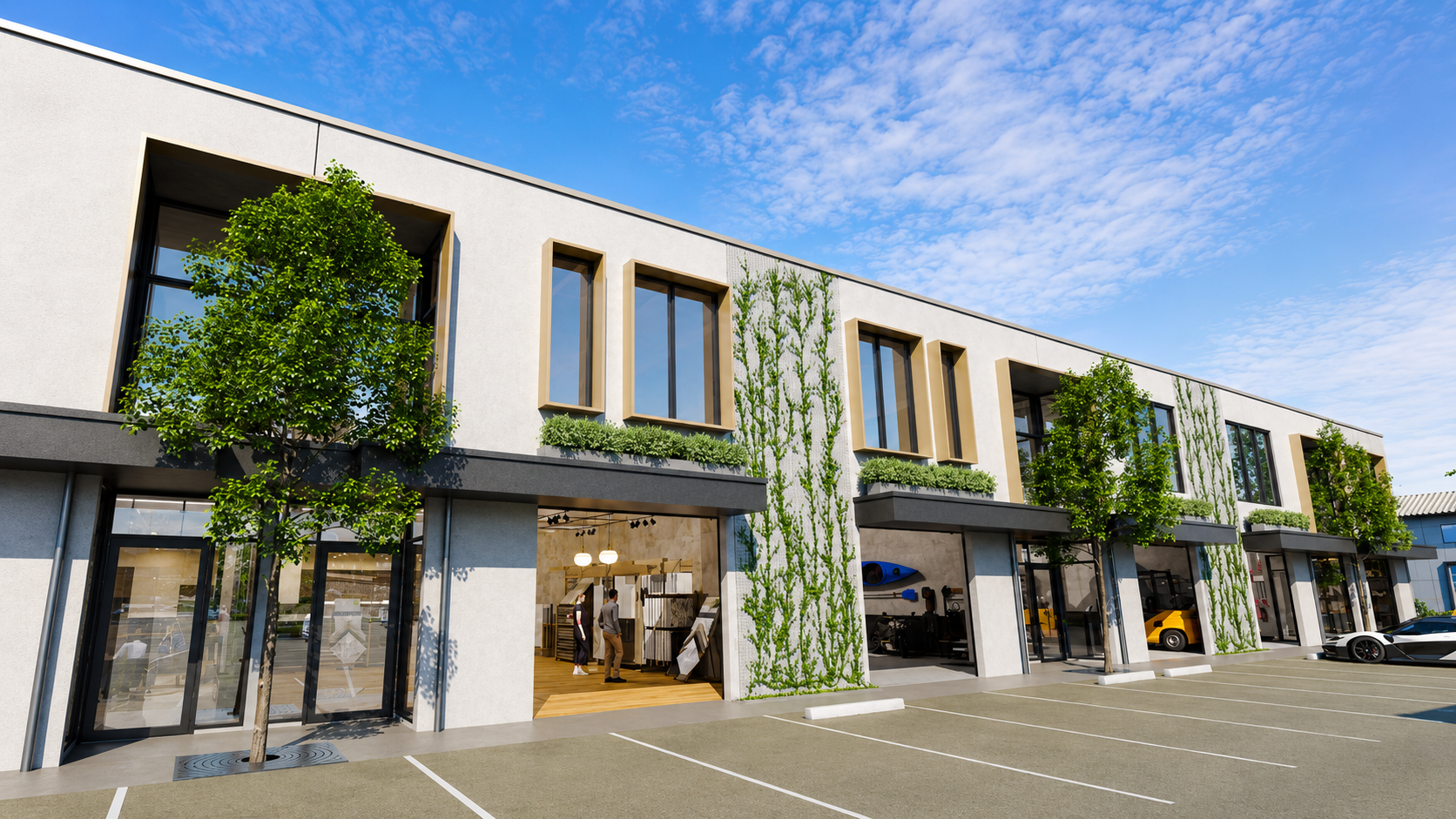 The Sheds Virginia — exterior facade of premium industrial units on Sandgate Road Brisbane