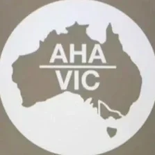 Silhouette of the Australian continent with the text 'AHA VIC' inside