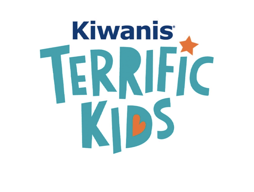 Kiwanis Terrific Kids logo with colorful playful text and star and heart icons.