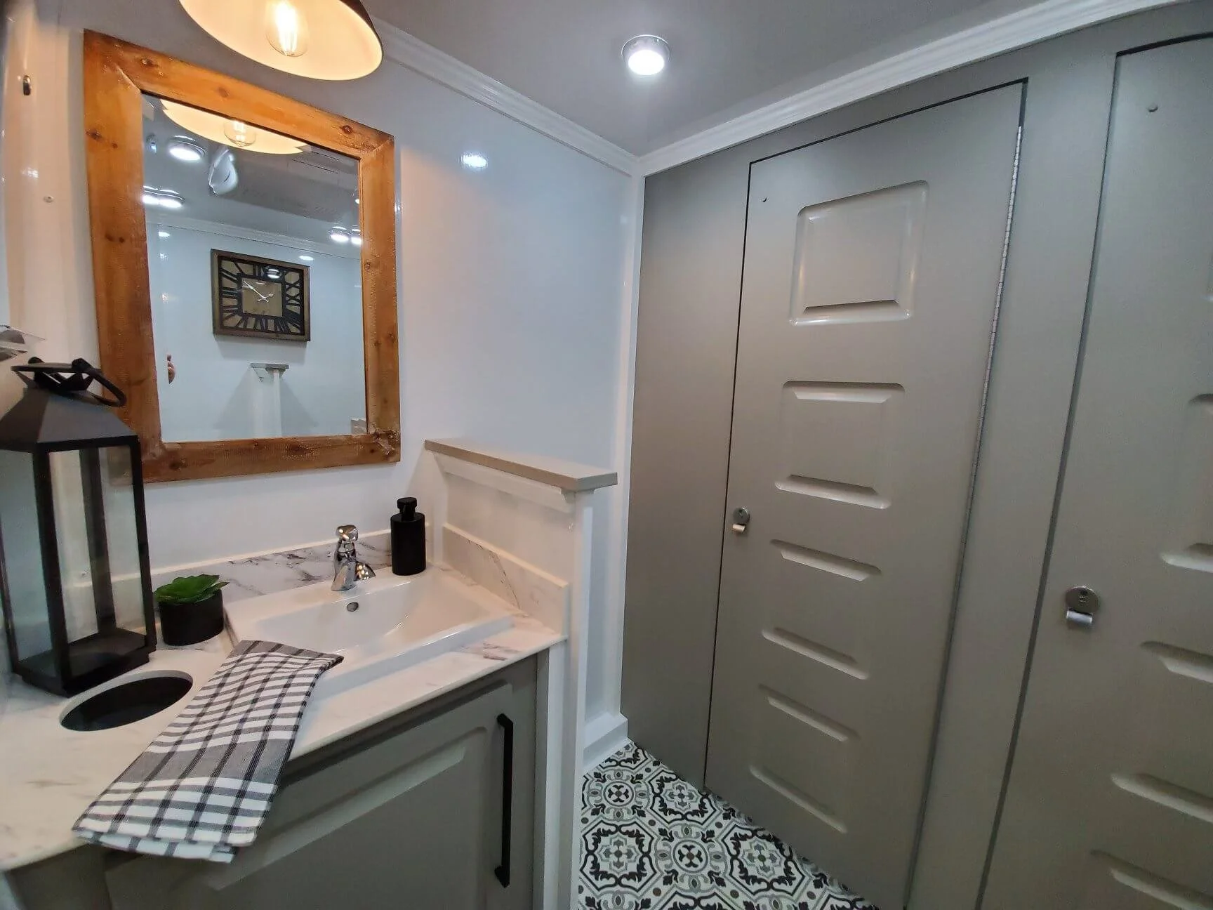 interior of a luxury portable restroom
