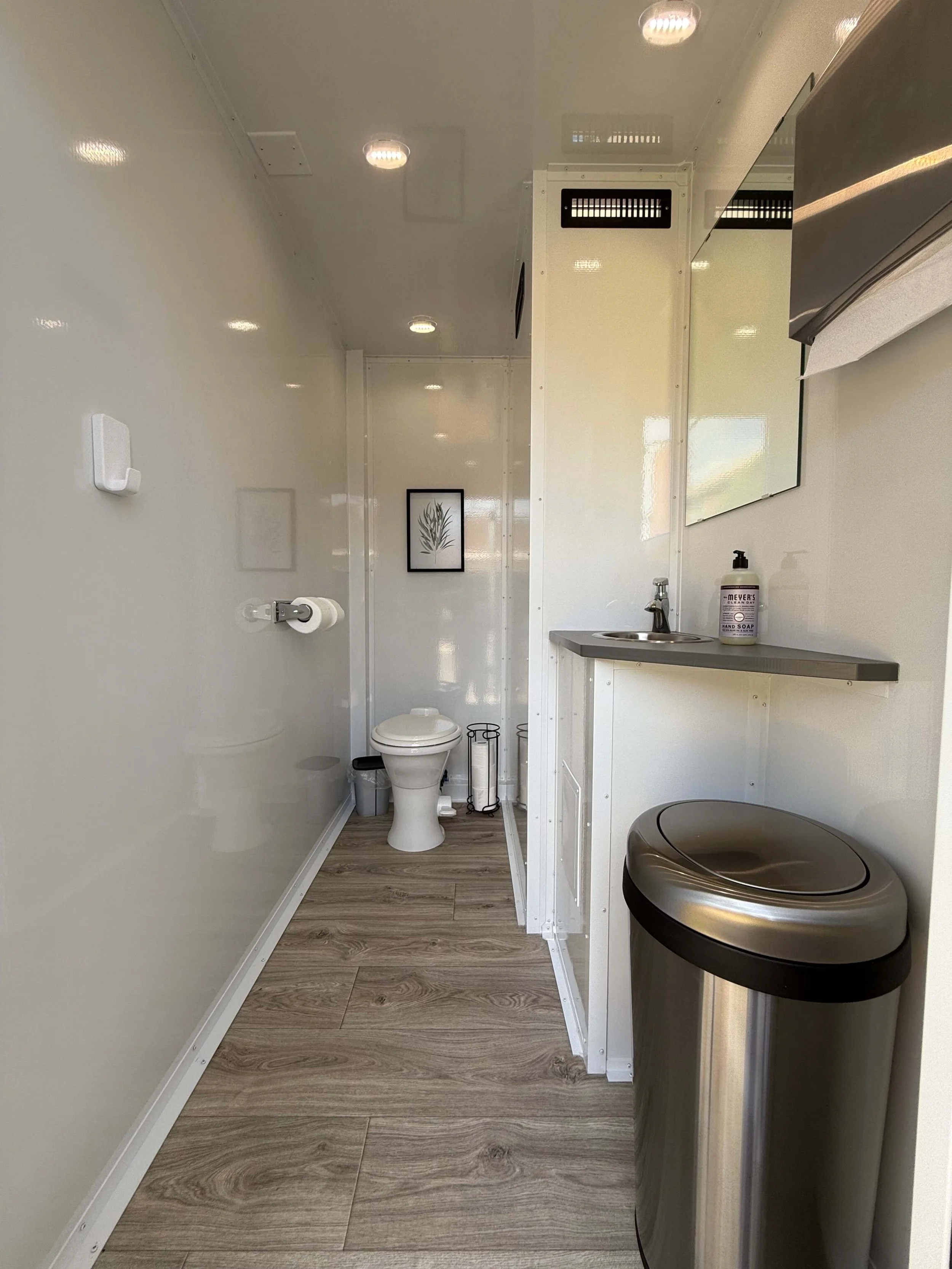 interior of a luxury trailer restroom rental