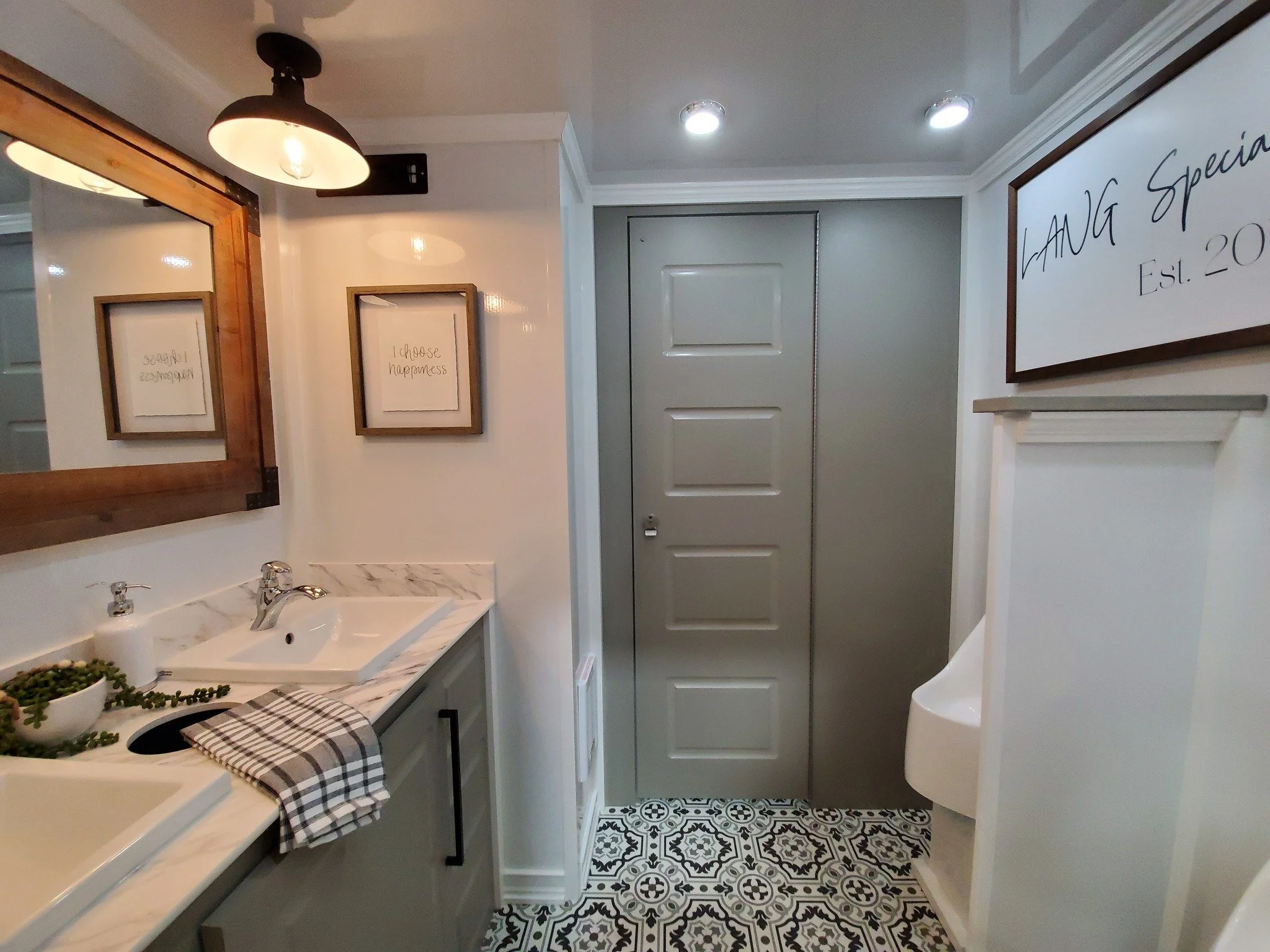 interior of a luxury portable restroom