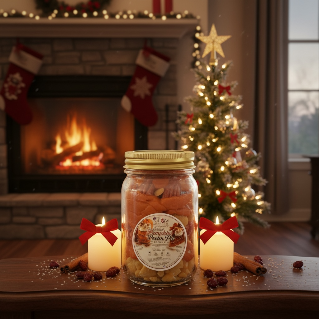 Loaded pumpkin, pecan pie in a jar