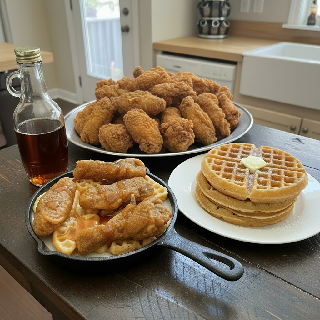 Mini cast iron skillet chicken and waffles candle