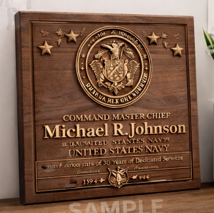 Custom 3D Carved Wood Award Plaques