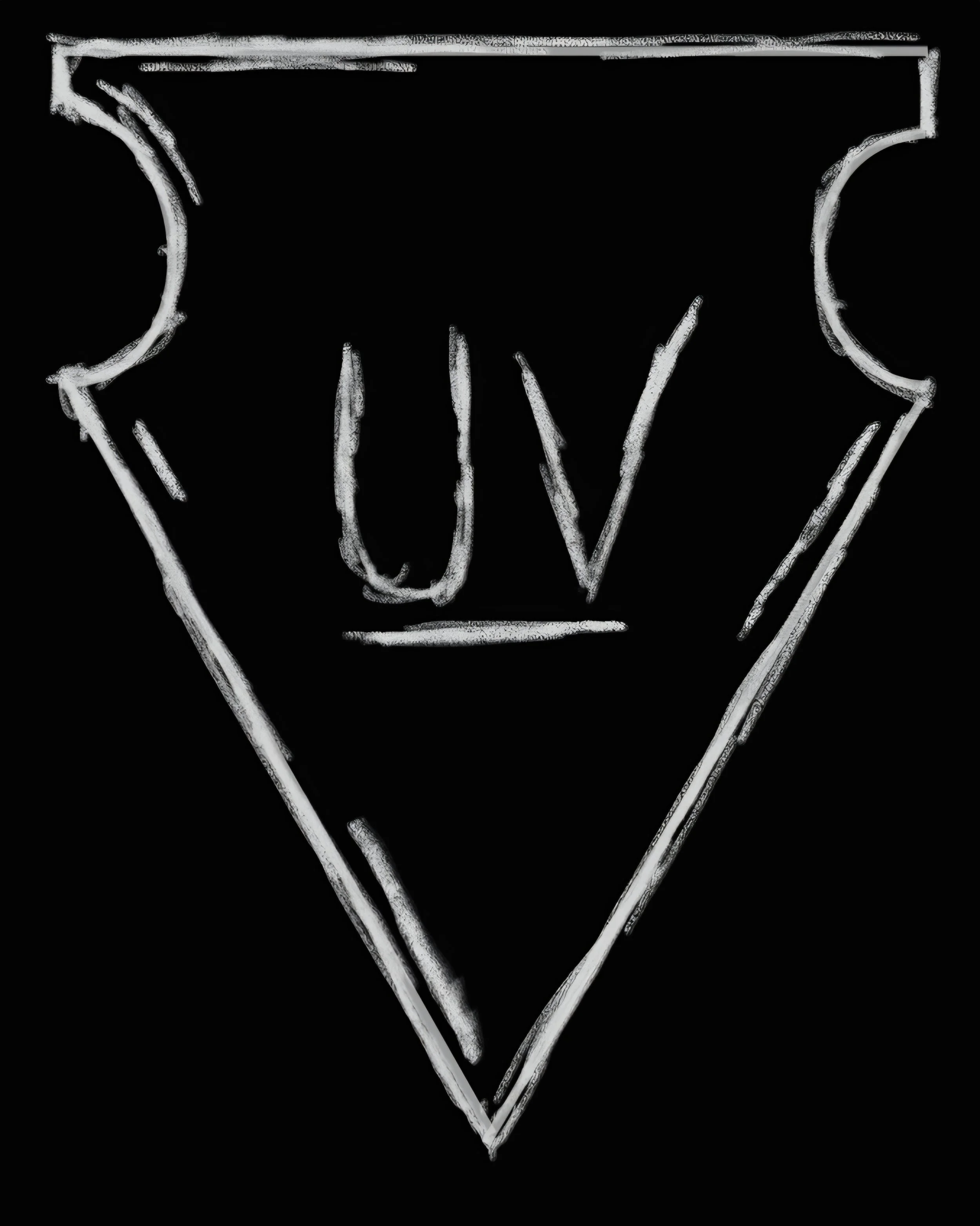 Black and white outline of Iron Man's mask with the word 'DUSTY' inside.