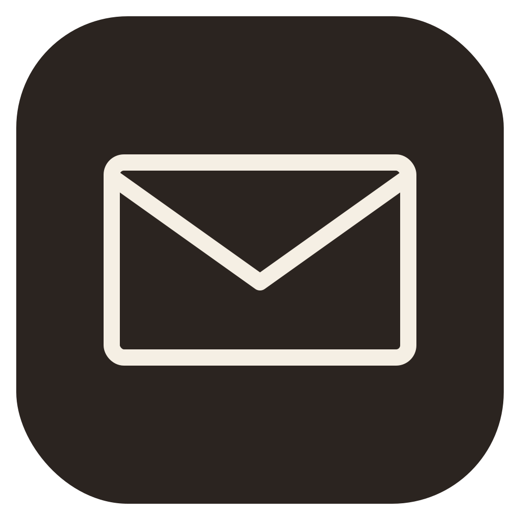 Icon of a white email envelope on a dark background.