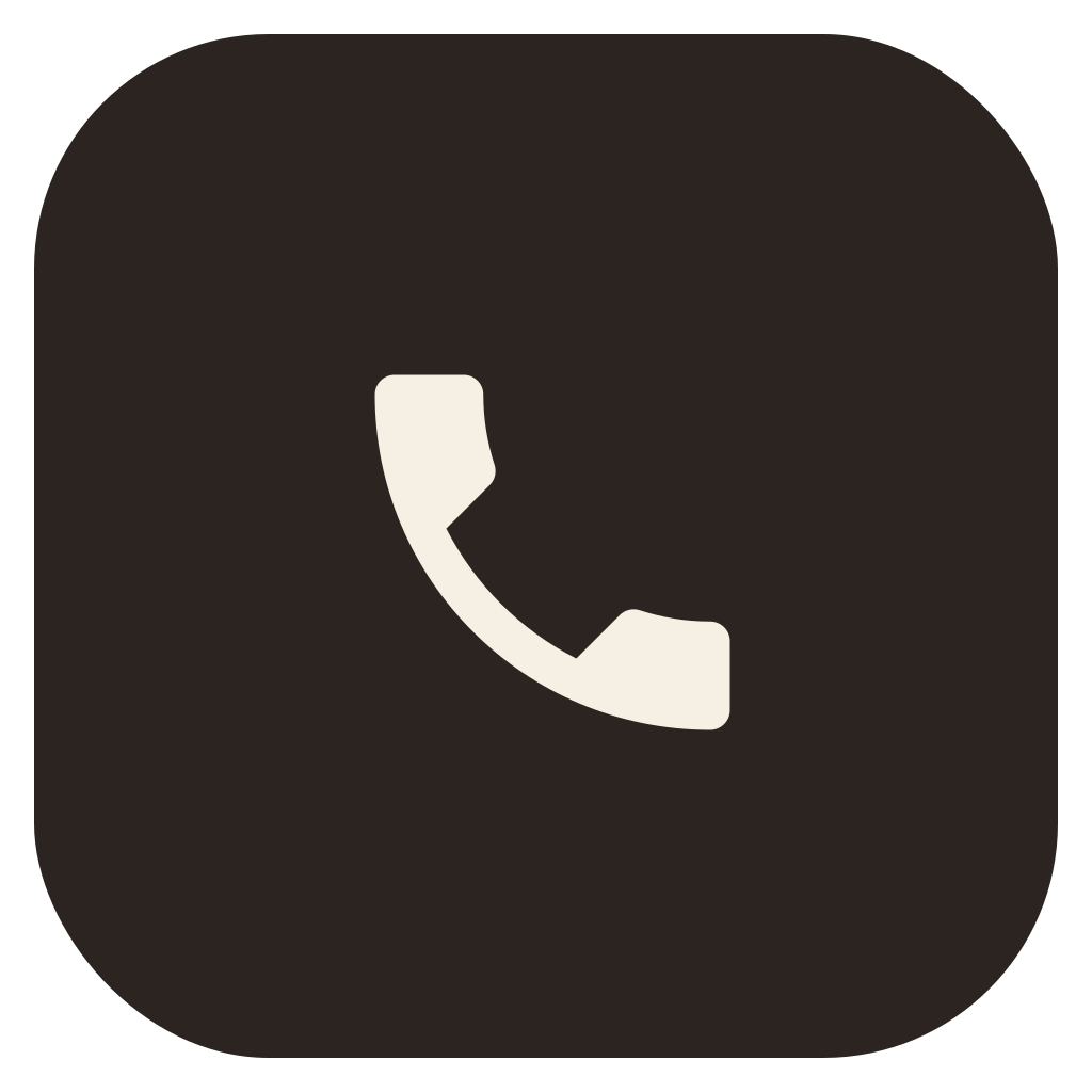 Icon of a telephone receiver on a dark background.