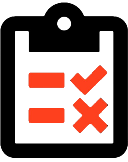 Clipboard with a checkmark and an X symbol.