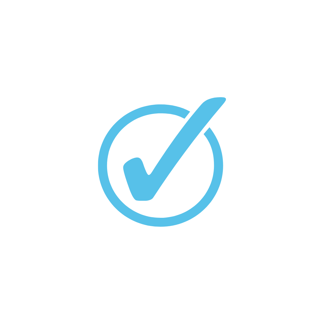 Black background with a blue check mark inside a circle, indicating completion or approval.