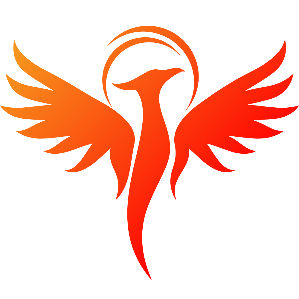 A colorful, stylized Twitter bird logo with a gradient of orange, red, and purple colors.