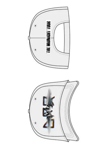A helmet with two different designs, one with the text 'THE MIGHTY YOUR' and the other with graffiti-style text.