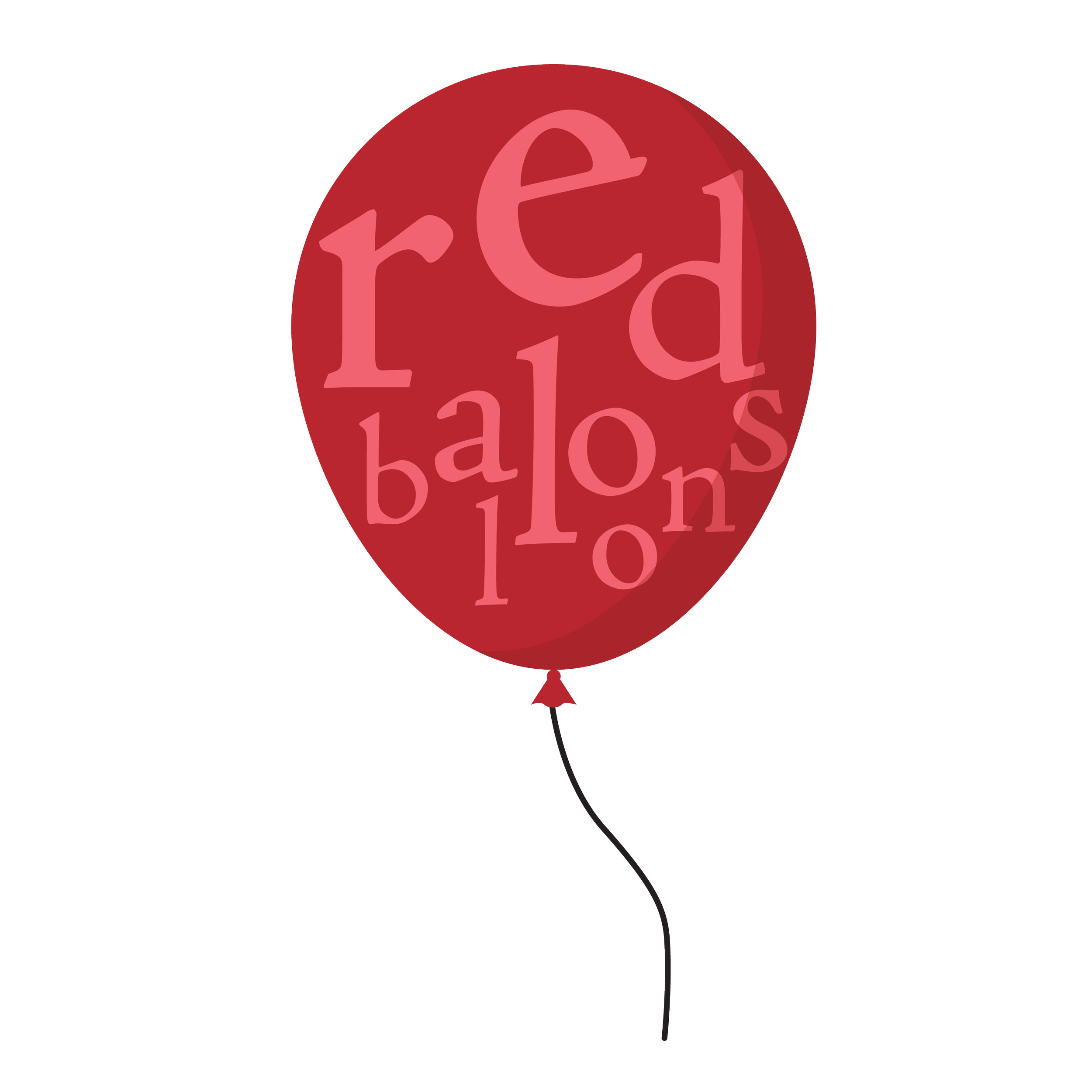 A red balloon with the words 'red balloons' printed on it.