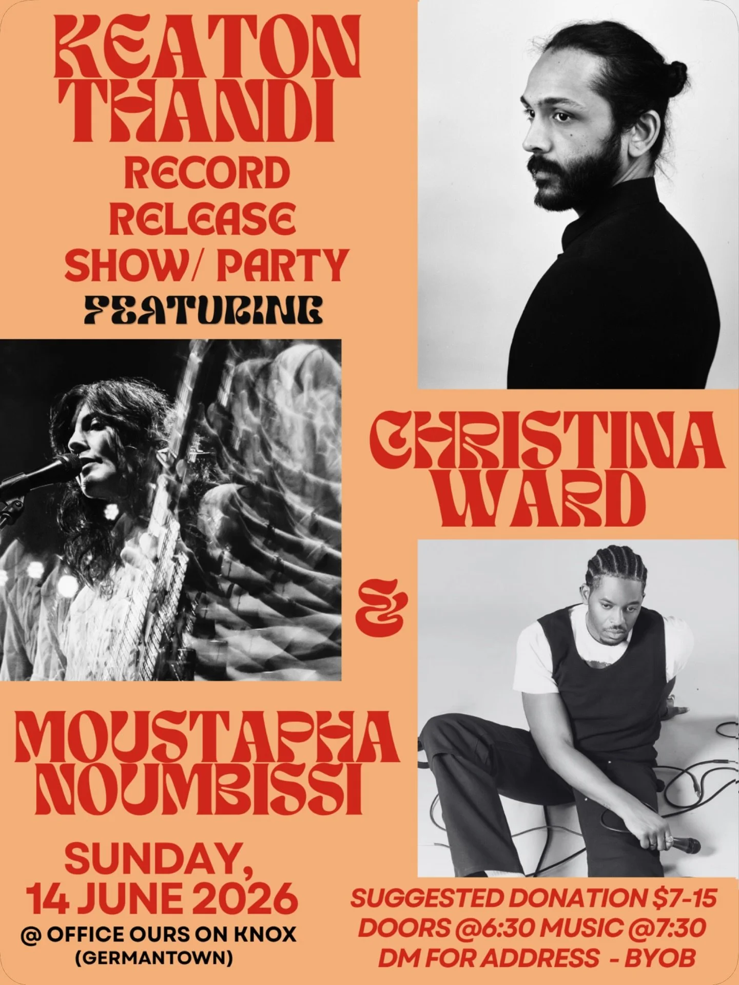 Please come to celebrate the release of my album on 6/14 with two lovely artists - @cmward777 and @moustaphanoumbissi at @officeoursonknox || I&rsquo;ll be playing the album down in its entirety with my band @cell_phonine @remarkire and @ill_currier 