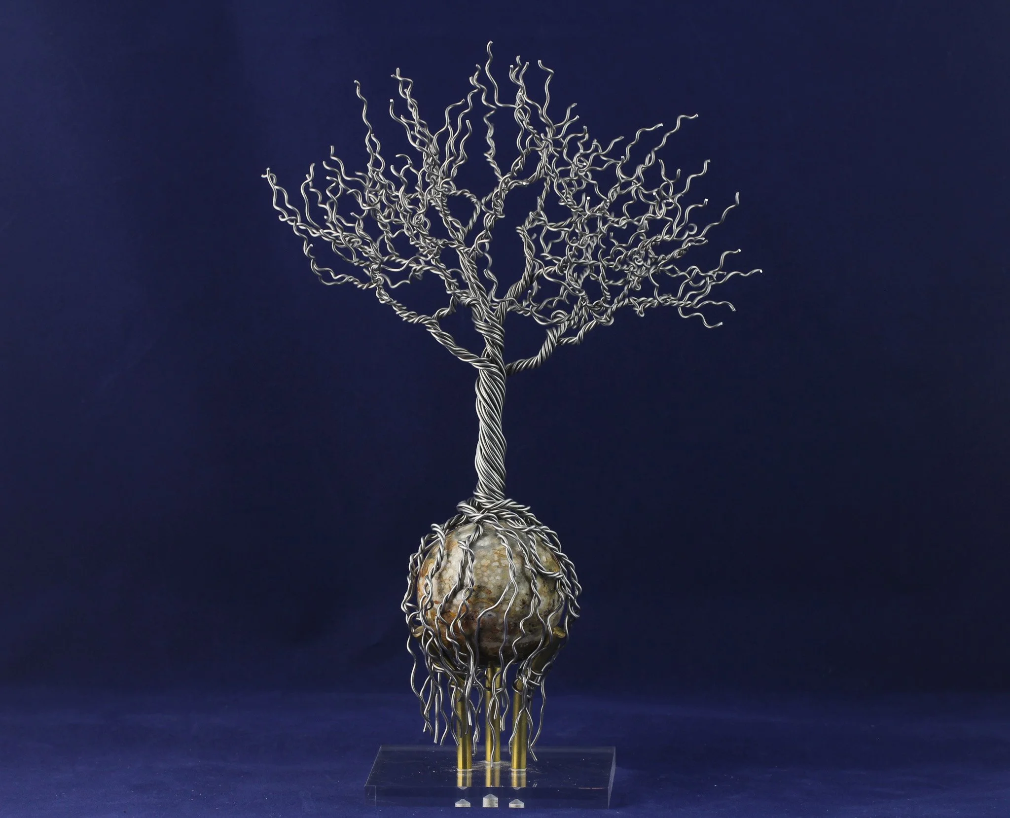 Wire Tree on Ocean Jasper Sphere #81601