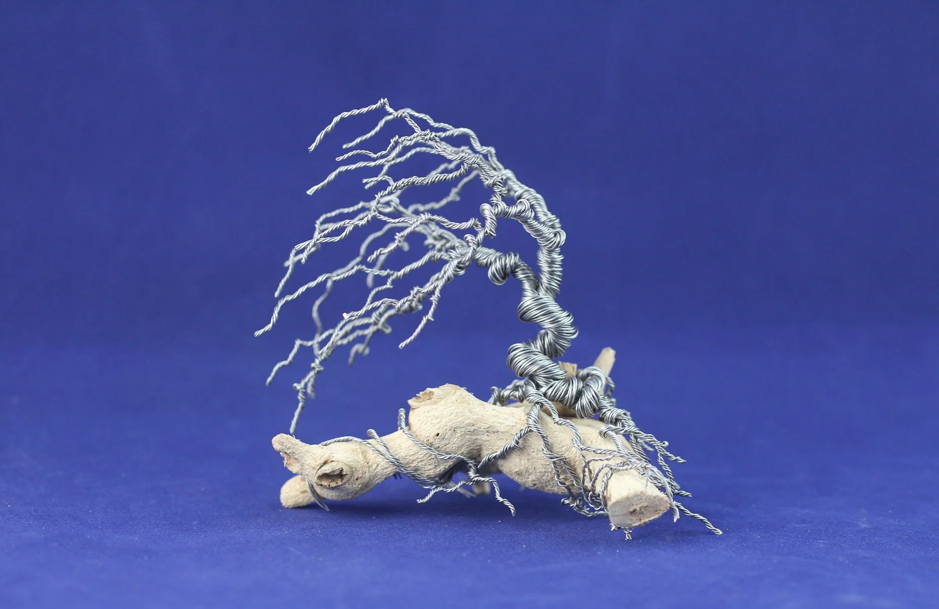 Wind Blown Wire Tree on Driftwood 5in #113240