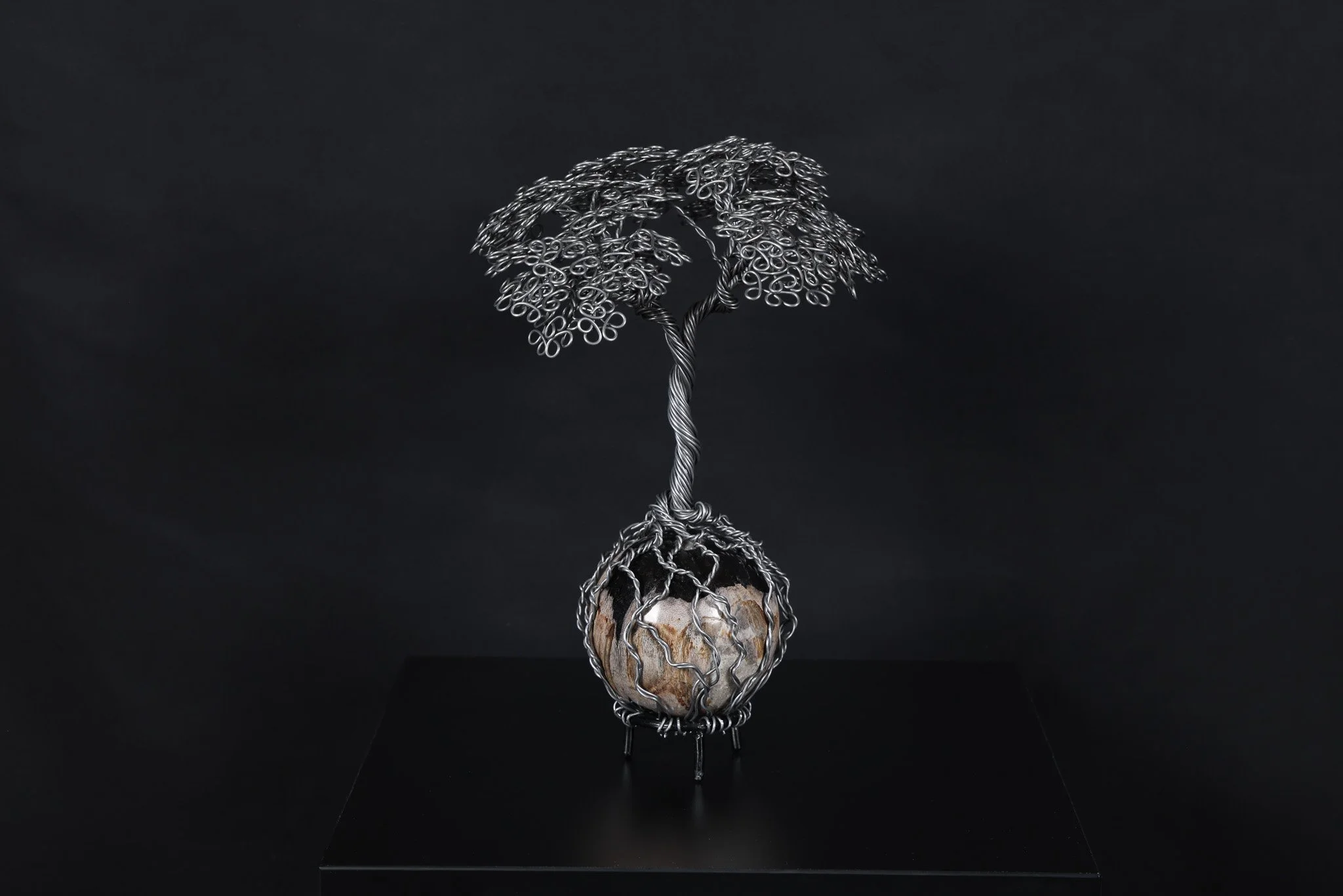 Aluminum & Petrified Wood Sphere - SOLD