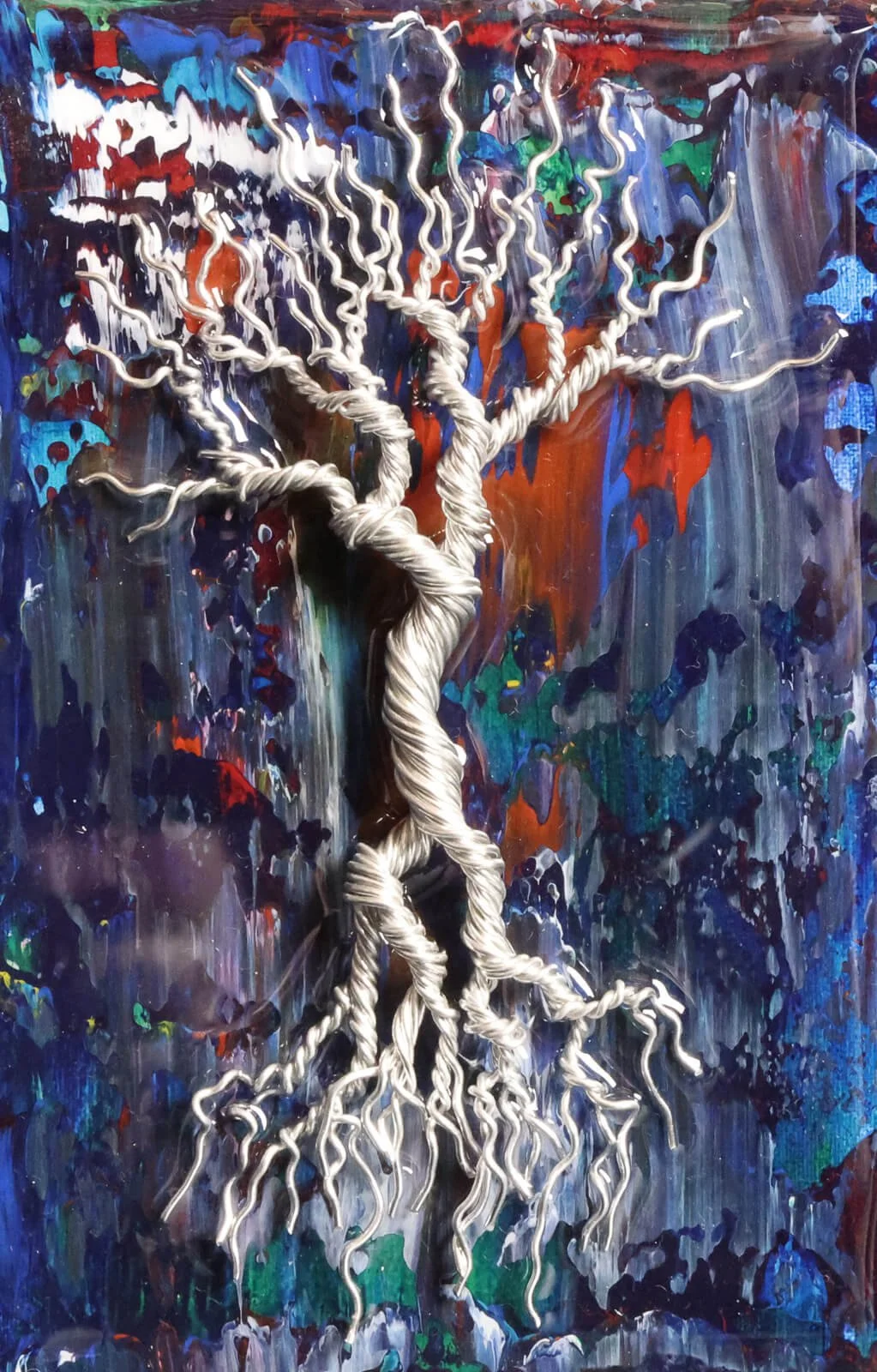 Small Tree and Acrylic Abstract 3x5 - NEW