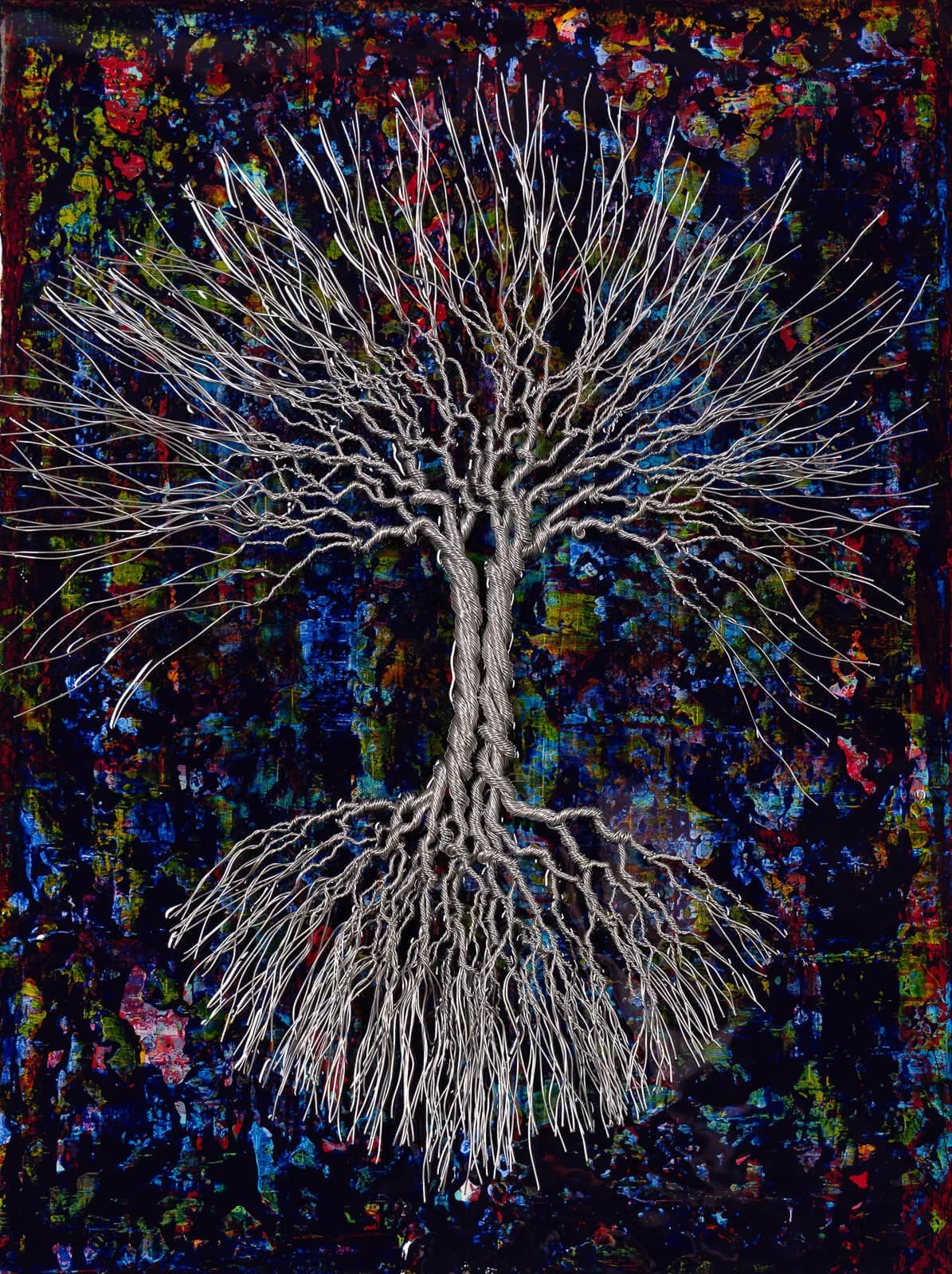 Large Acrylic on Canvas, Epoxy and Aluminum Tree Design - SOLD