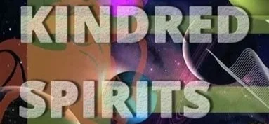 Text reading 'Kindred Spirits' over a colorful abstract background