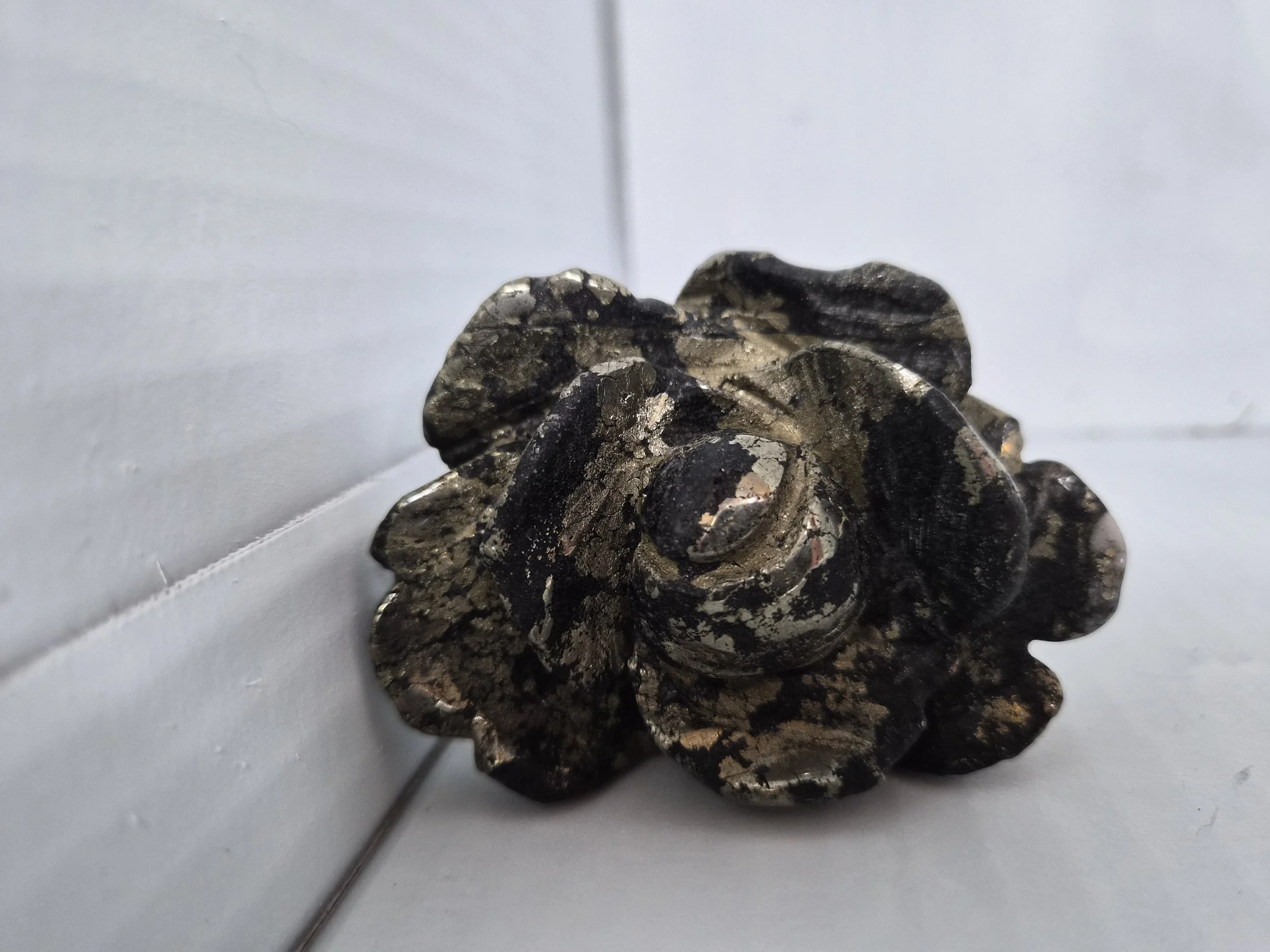 Pyrite Rose Carving