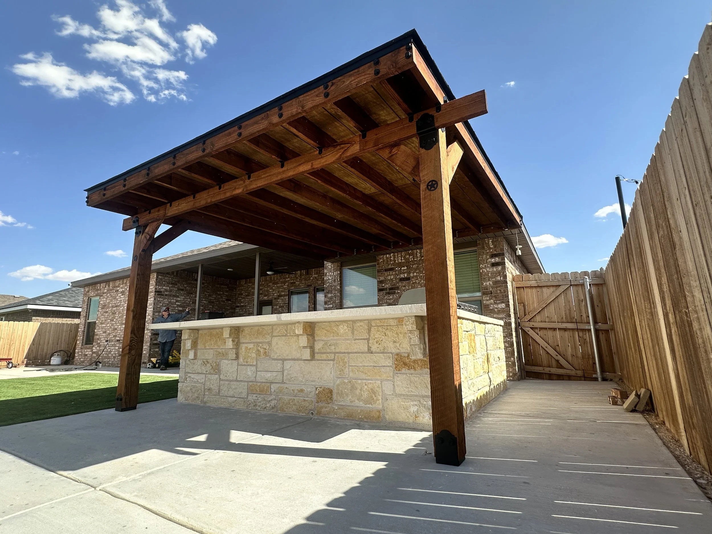 After - Custom outdoor Kitchen & Pergola by Shep's Landscaping & Construction