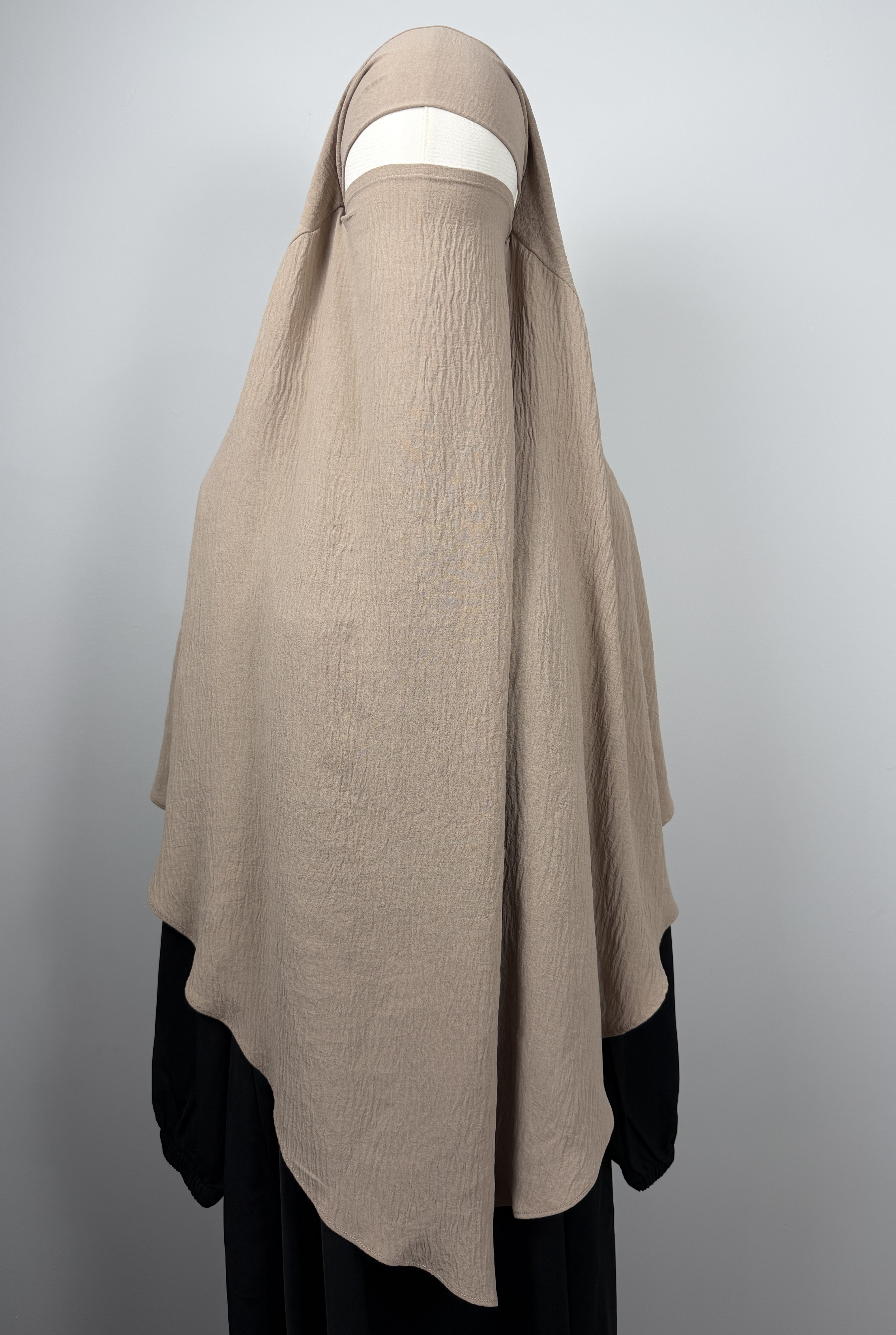 Nida Crepe Light Cinnamon Khimar  Niqab Full Front view.png