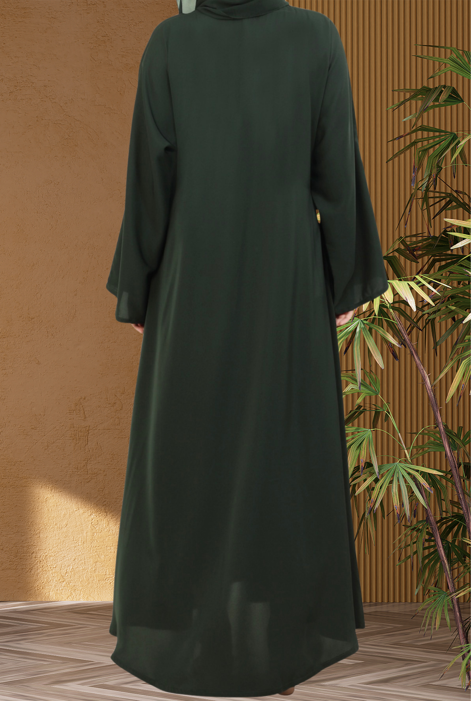Umbrella Closed Nida Abaya with Wide Sleeves Emerald Green-perfect for everyday wear  and Hajj or Umrah