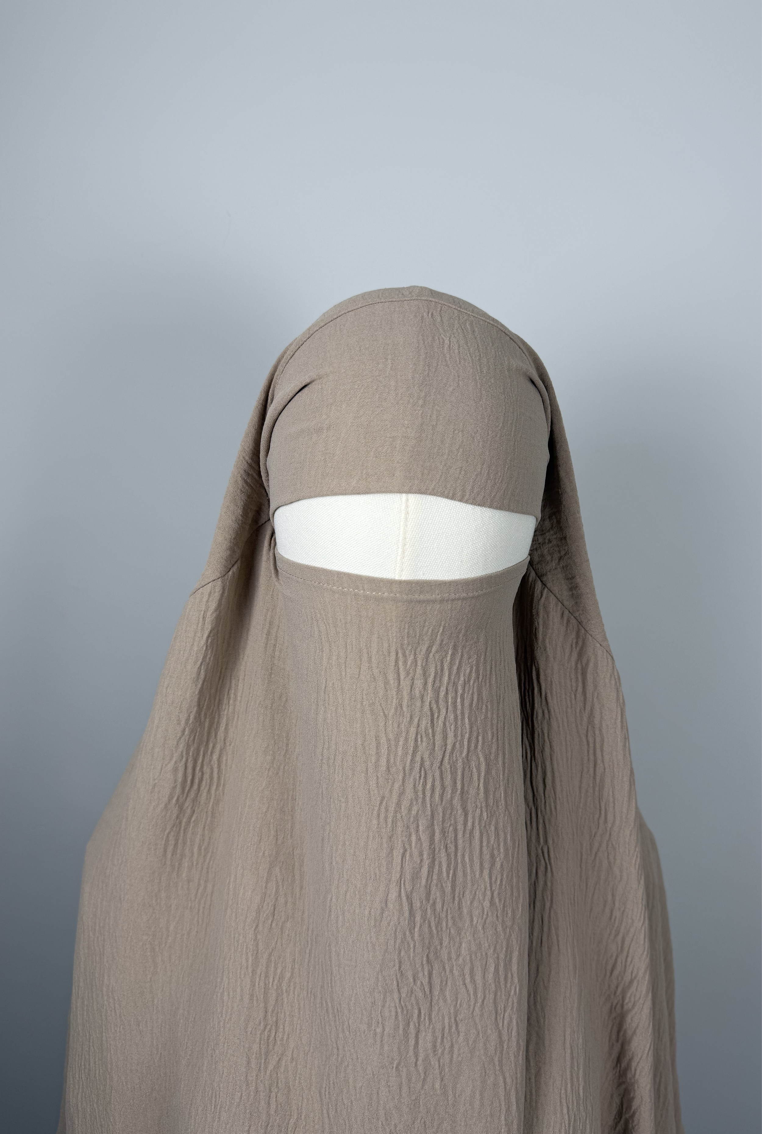 Nida Crepe Light Cinnamon Khimar Niqab Front view.png